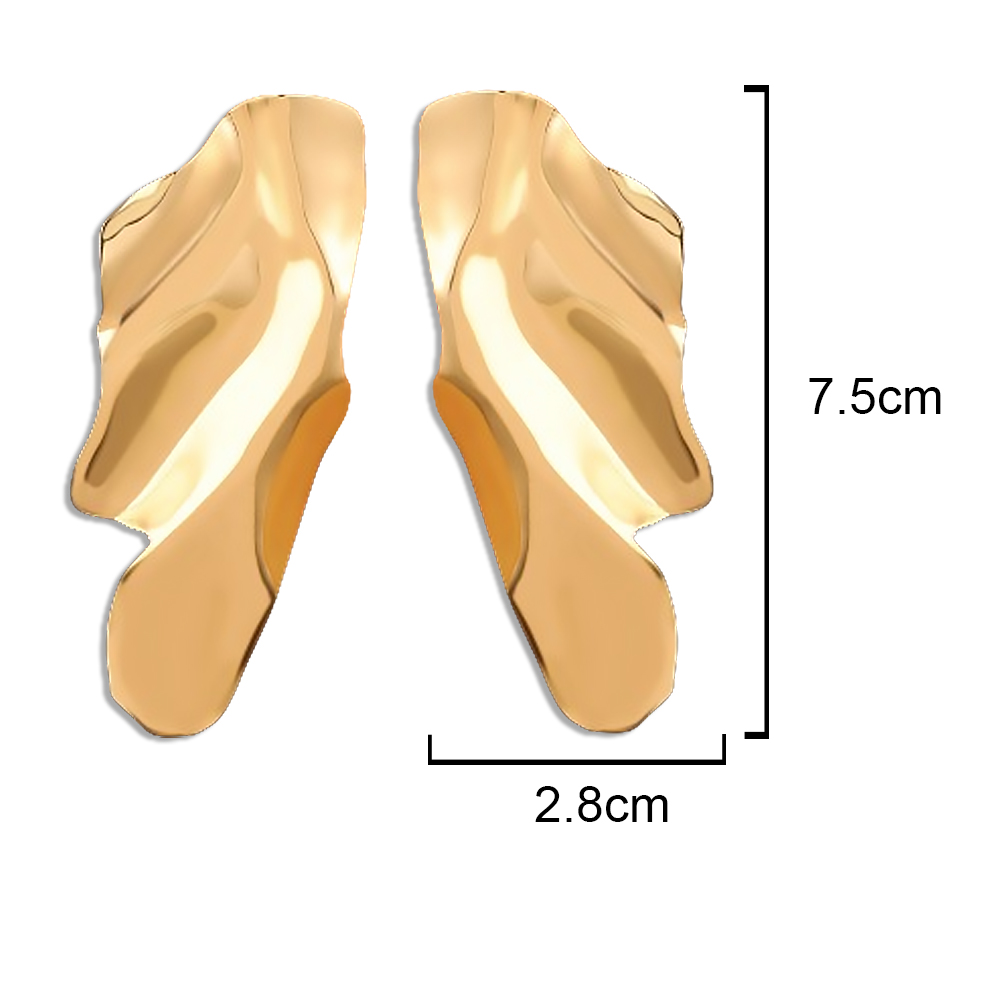 Irregular-Shaped Gold Plated Earrings - Image 3