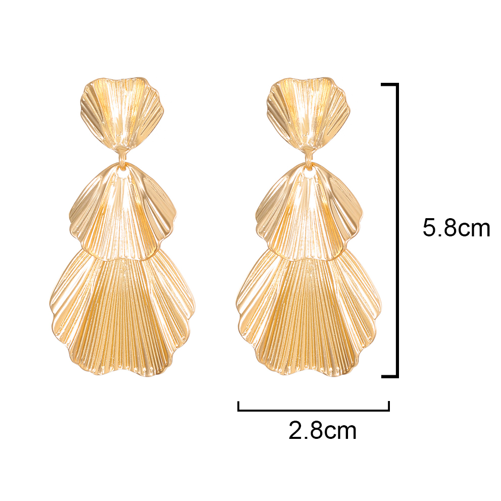 Multi shell shaped Gold Plated Earrings - Image 3