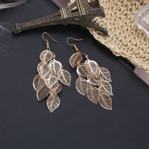 Alternative view of Vintage Gold Plated Leaf Dangle Earrings