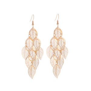 Vintage Gold Plated Leaf Dangle Earrings
