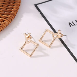 Alternative view of Square Frame Gold Plated Earrings