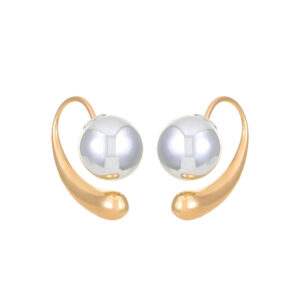 Luminary Pearl & Gold  Plated Curve Earrings