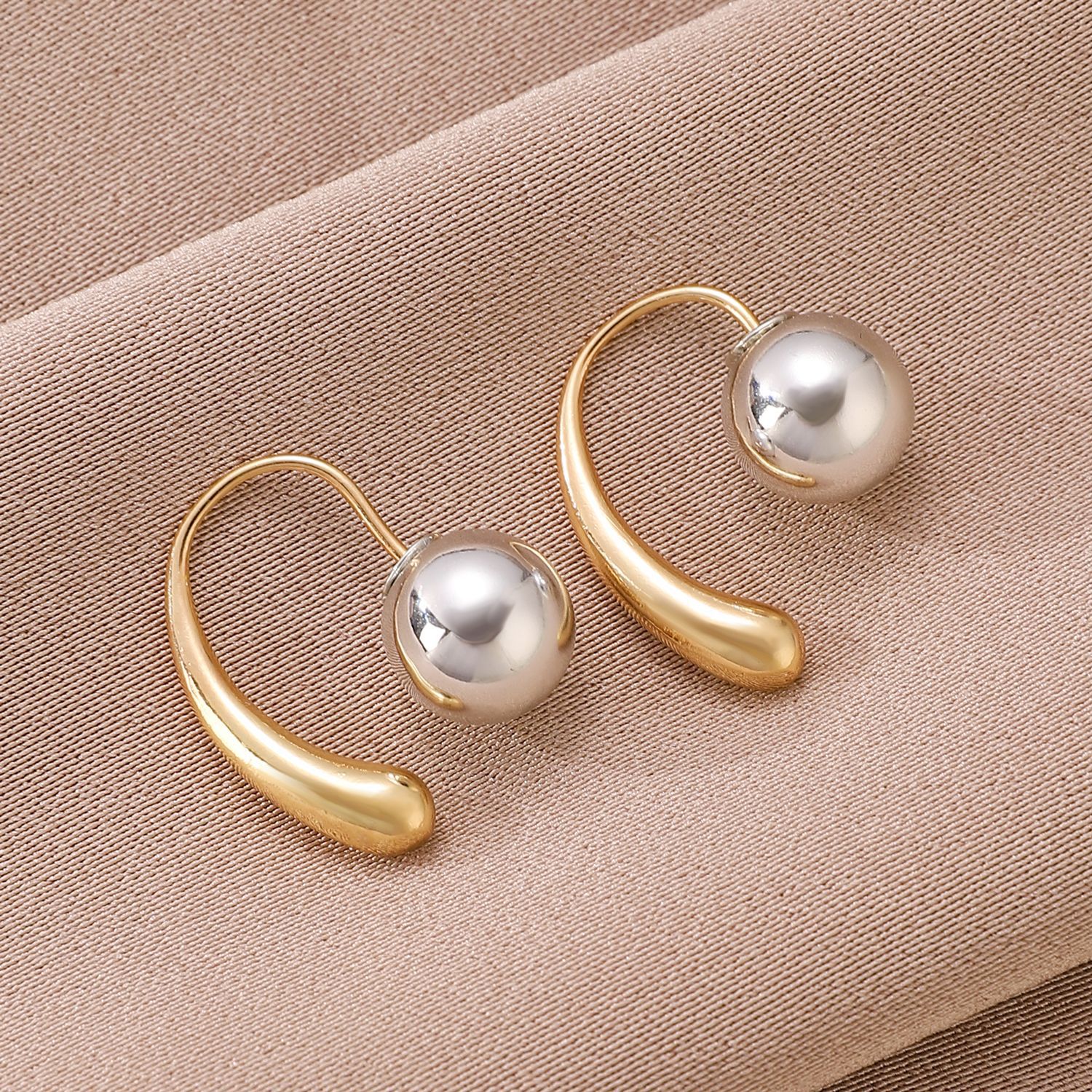 Luminary Pearl & Gold Plated Curve Earrings - Image 3
