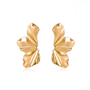 Pleated Butterfly Gold Plated Earrings