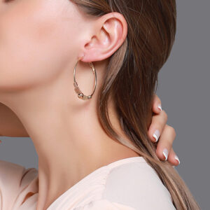 Alternative view of Hoop Gold Plated Earrings with Details