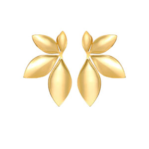 Leaves Shaped Gold-Plated Stud Earrings