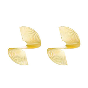 Fan Shaped Folding Gold Plated Earrings