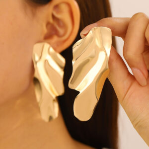 Alternative view of Irregular-Shaped Gold Plated Earrings