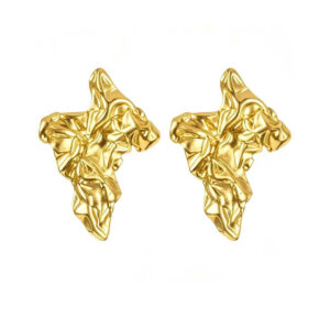 Stylish Crinkled Shaped Gold Plated Earrings