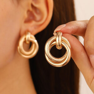 Alternative view of Interlocking Ring - Style Gold Plated Earrings