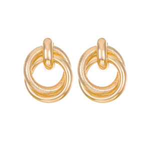 Interlocking Ring - Style Gold Plated Earrings