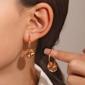 Alternative view of Knot and Hoop Gold Plated Earrings