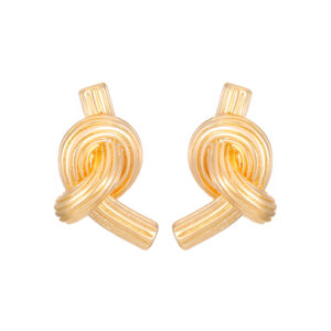 Gold Plated Knot Shaped Stud Earrings