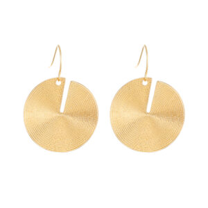Gold - Plated Circular Earrings with Cut - out Design