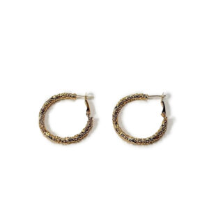 Vintage Braided Pattern Hoop Gold Plated Earrings