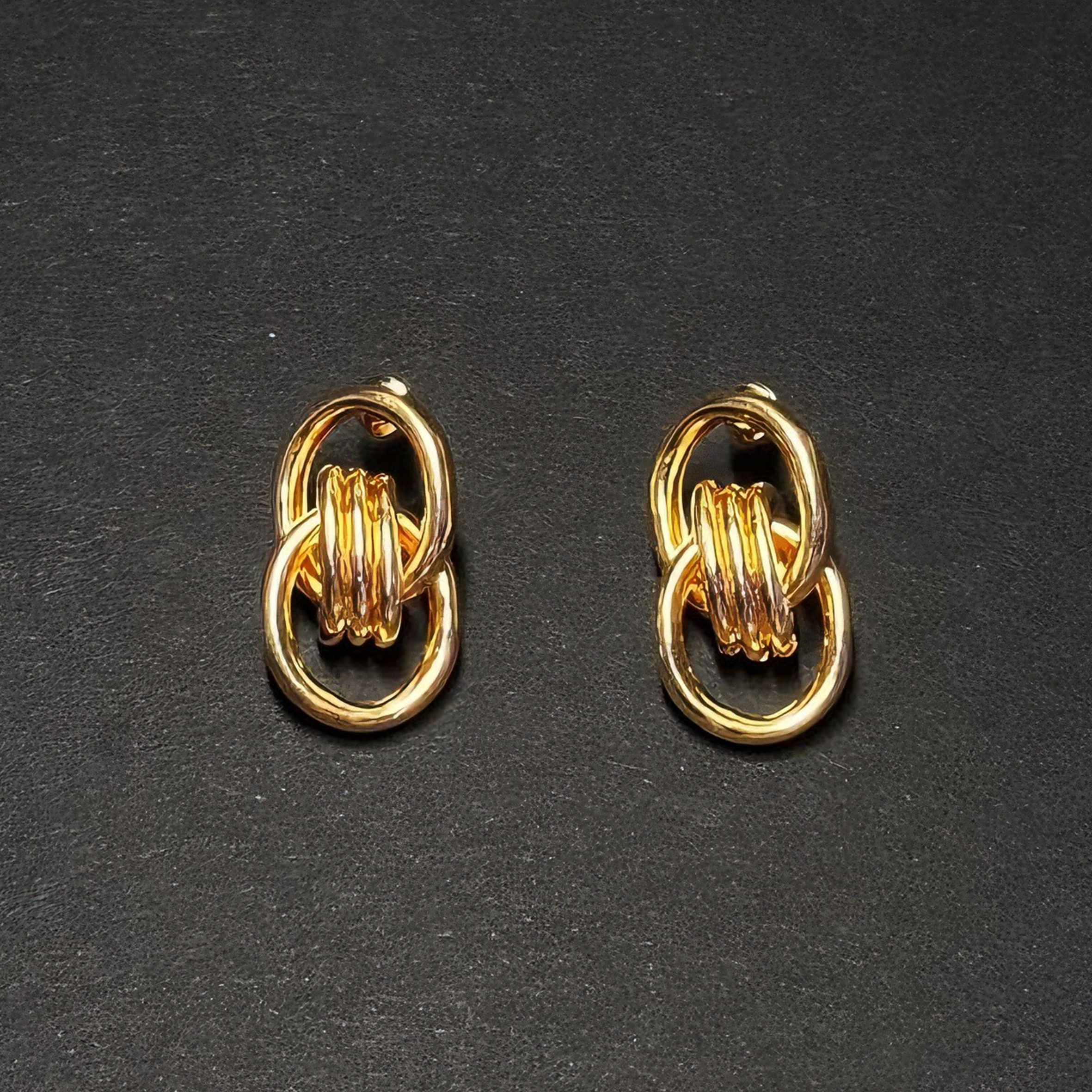 Interlocking Hoop Gold Plated Earrings - Image 2