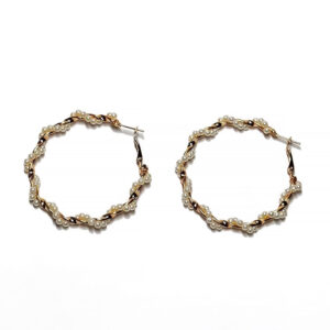 Pearl Twined Gold Plated Hoop Earrings