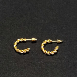 Twisted Gold Hoop Thick Earrings Diameter 2cm