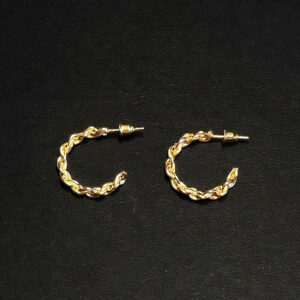 Twisted Braided Gold Plated Small Hoop Earrings Diameter 2.3cm