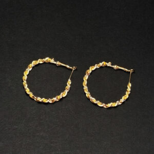 Twisted Gold Hoop Earrings Diameter 3.5cm