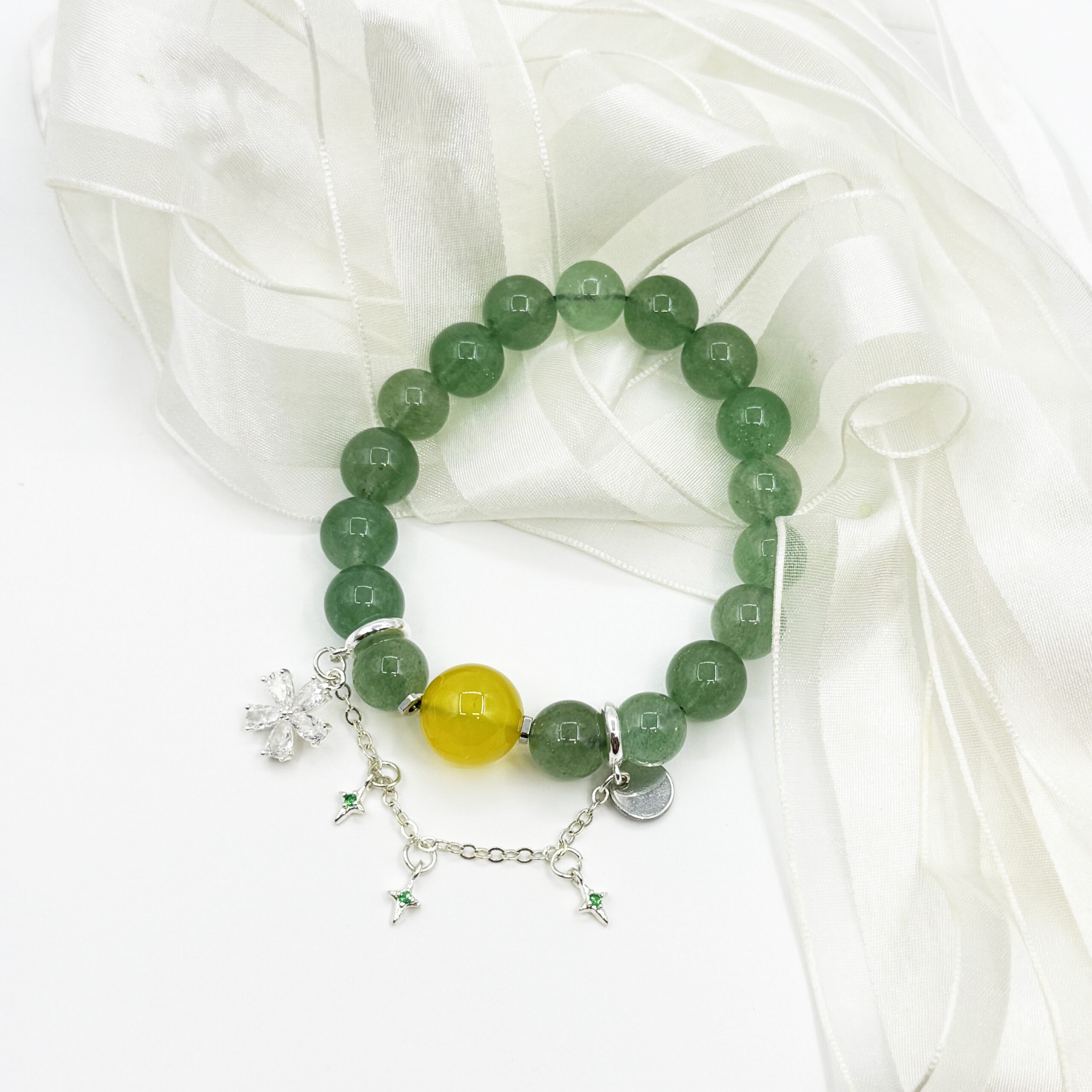 Emerald Crystal & Yellow Agate Bracelet