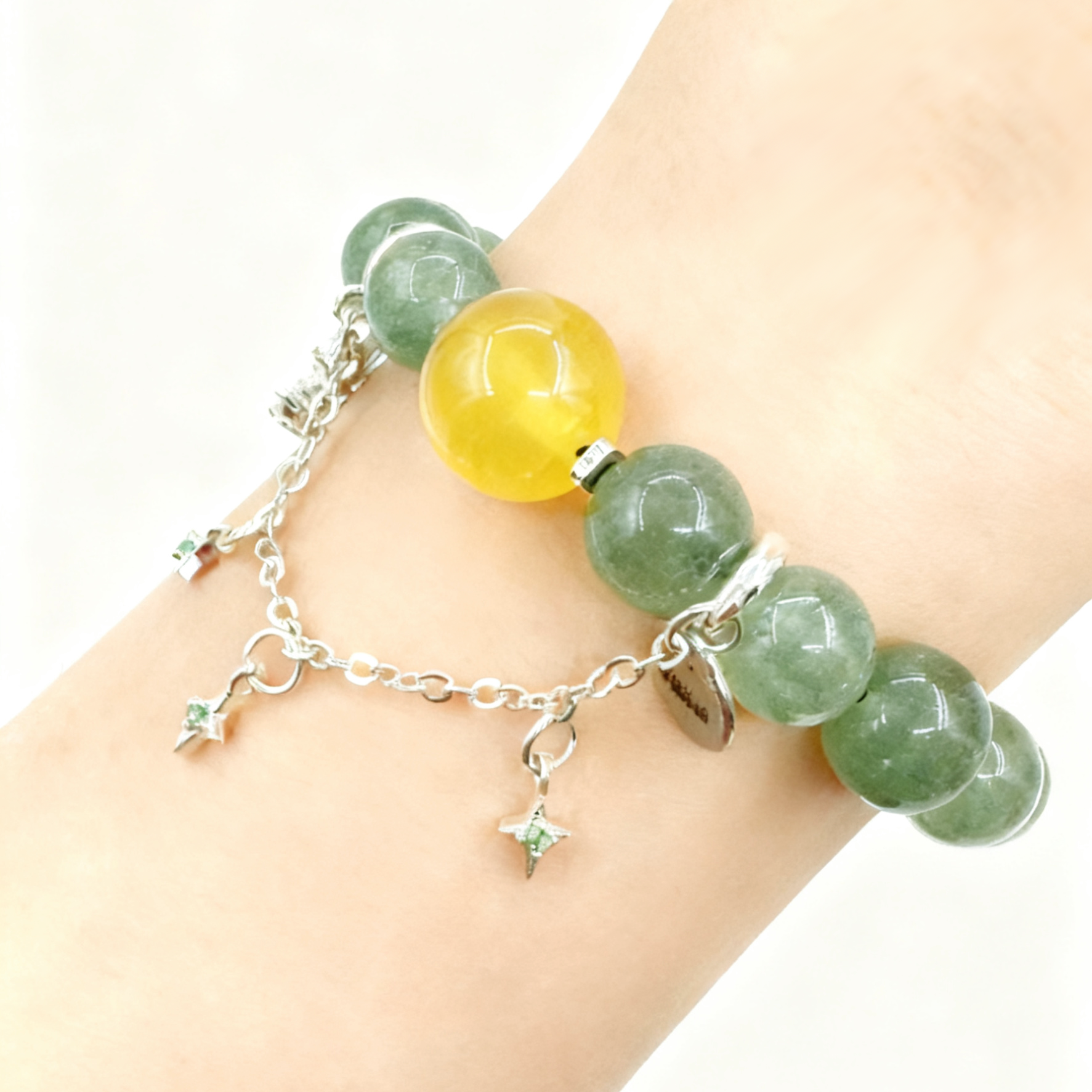 Emerald Crystal & Yellow Agate Bracelet - Image 3