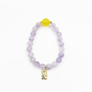 Lilac Crystal & Yellow Agate Charm Bracelet