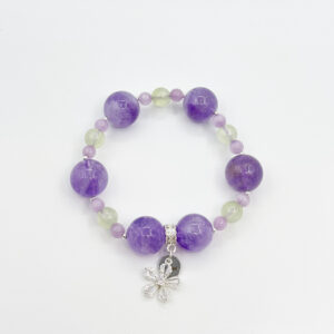 Alternative view of Amethyst, Green Crystal & Rose Quartz Floral Bracelet