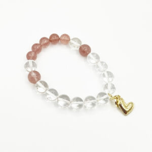 Alternative view of Clear Quartz & Strawberry Crystal Heart Bracelet