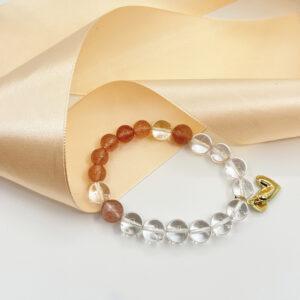 Clear Quartz & Strawberry Crystal Heart Bracelet