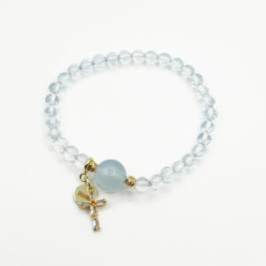 Aquamarine Cross Charm Bracelet
