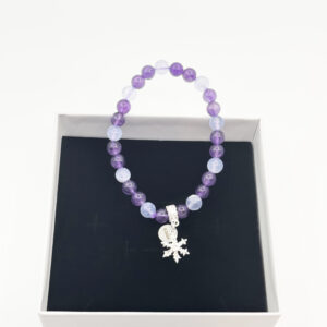 Alternative view of Amethyst & Aquamarine Snowflake Charm Bracelet