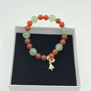 Alternative view of Green Crystal & Garnet Christmas Tree Charm Bracelet