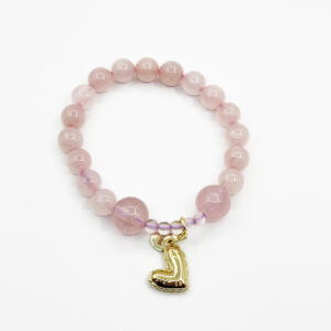 Rose Quartz Heart Promise Charm Bracelet