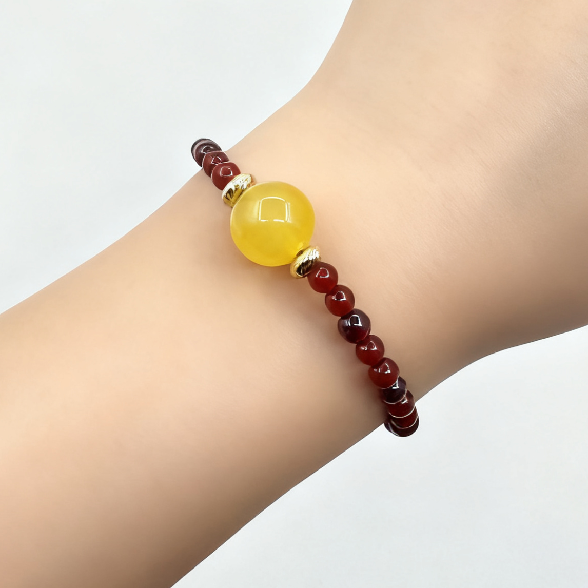 Yellow Agate, Garnet & Red Agate High-Heel Charm Bracelet - Image 5