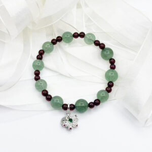 Alternative view of Green Crystal & Garnet Christmas Floral Charm Bracelet