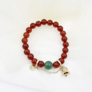 Alternative view of Emerald Crystal & Red Agate Christmas Bell Charm Bracelet 