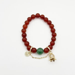 Emerald Crystal & Red Agate Christmas Bell Charm Bracelet 