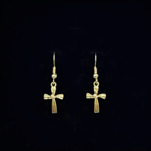 Alternative view of Exquisite Cross Zircon Gold-Plated Earrings