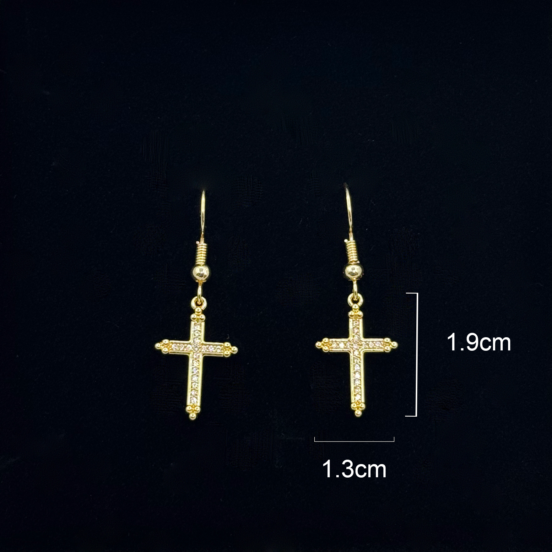 Gilded Cross Zircon Earrings - Image 5