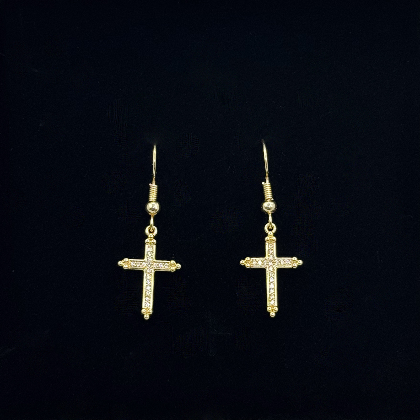Gilded Cross Zircon Earrings - Image 4