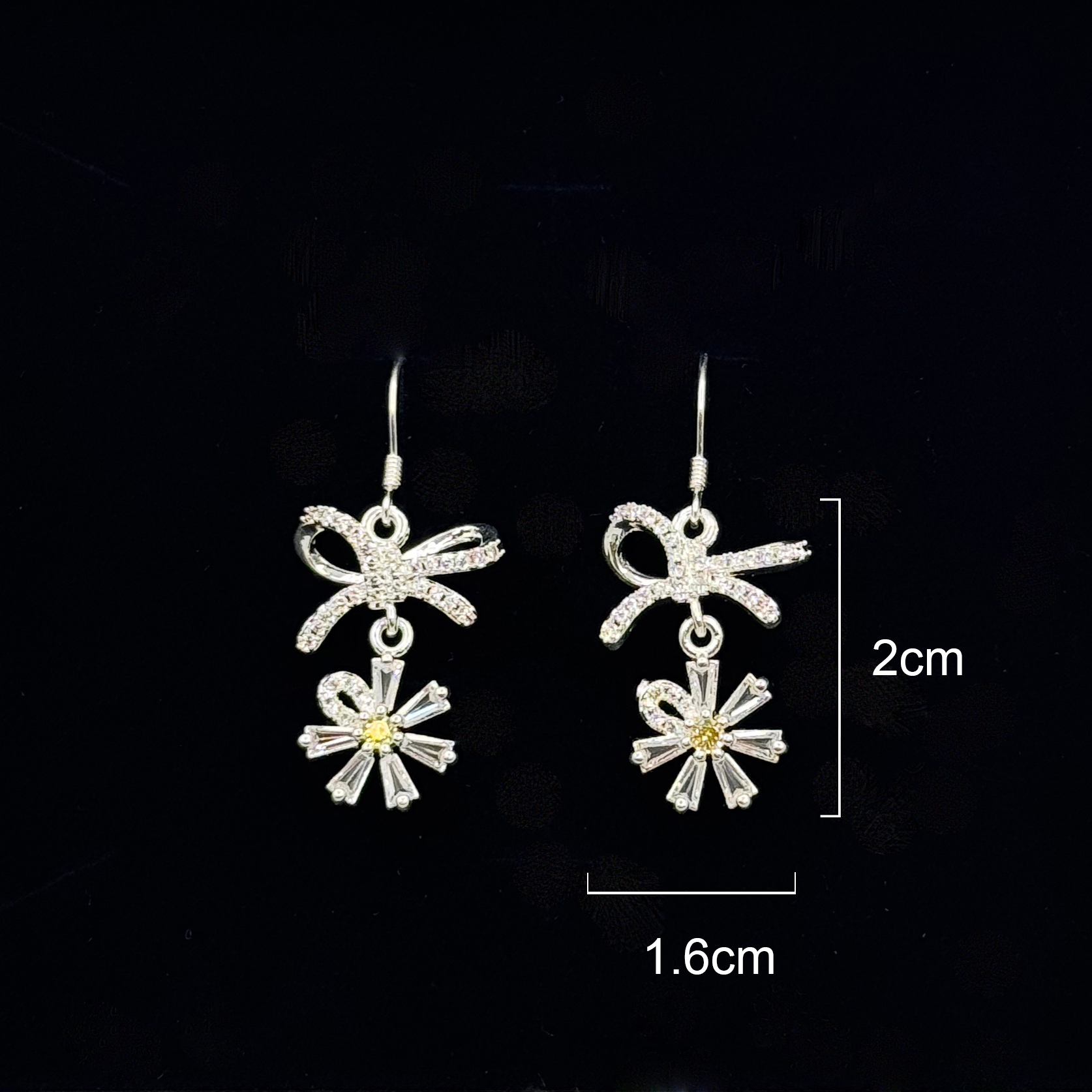 Alternative view of Bow + Daisy Double-Layer Earrings