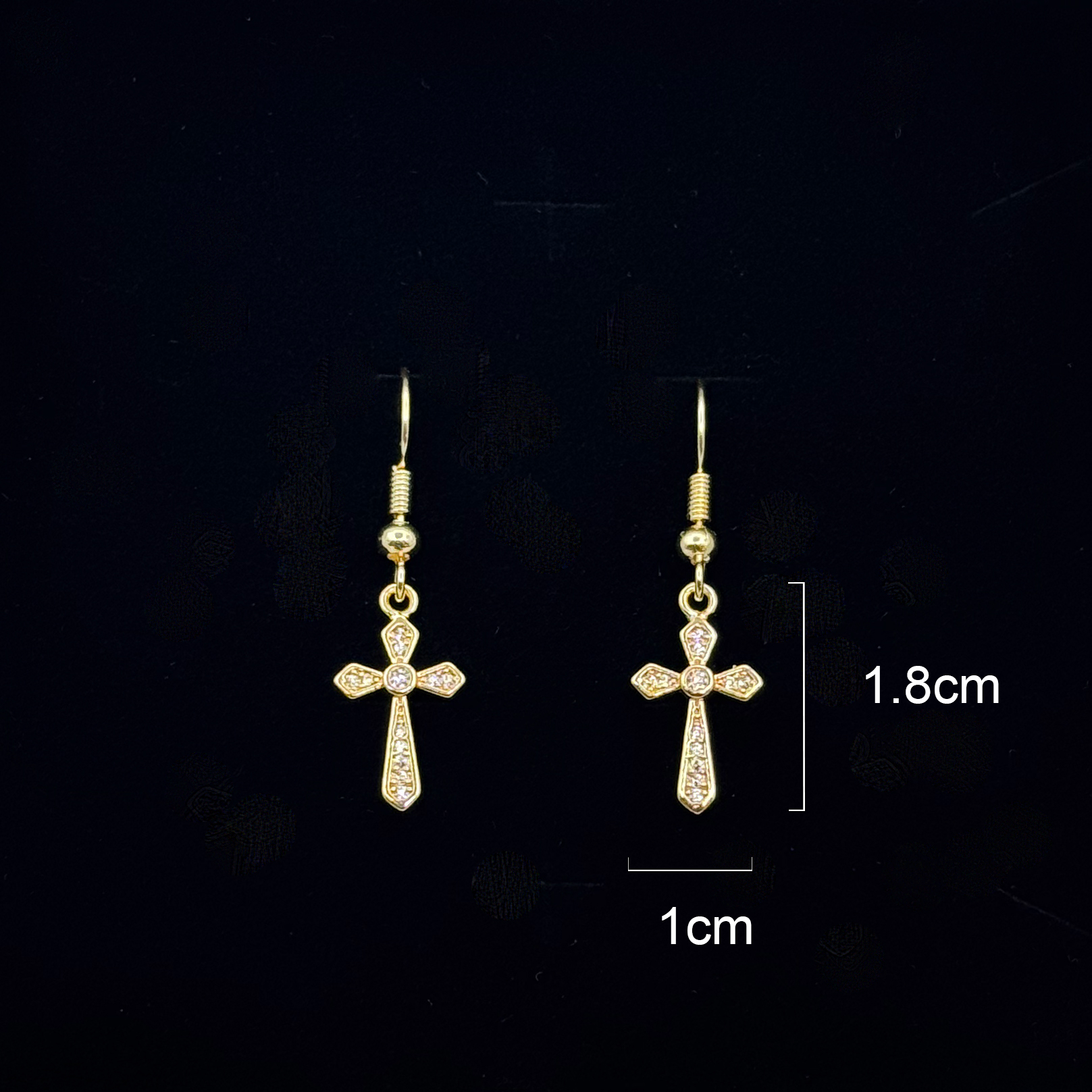 Alternative view of Gold Plated Cross Zircon Earring